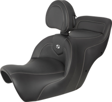 SADDLEMEN Roadsofa™ Seat - Carbon Fiber - Includes Backrest - Black H88-07-185BR