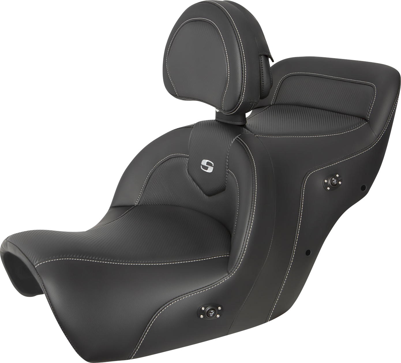 SADDLEMEN Heated Roadsofa™ Seat - Carbon Fiber - With Backrest - Black - GL H88-07-185BRHCT