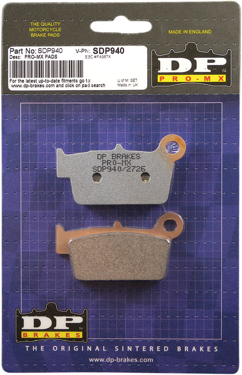 DP BRAKES Pro MX Sintered Brake Pads SDP940