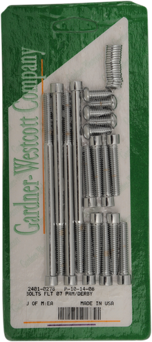GARDNER-WESTCOTT Bolt Kit - Primary/Derby Cover - Socket-Head - Chrome P-10-14-08