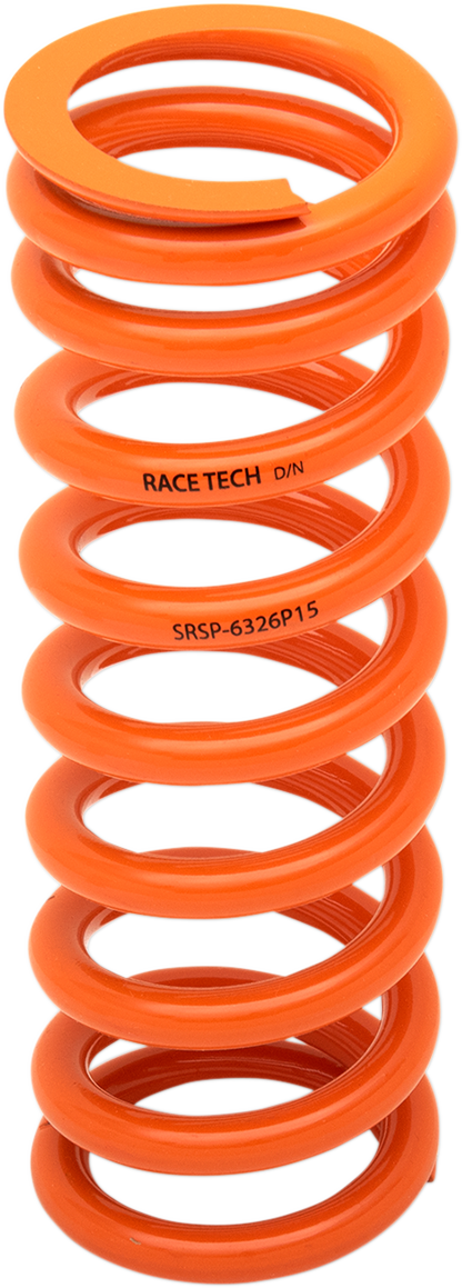 RACE TECH Progressively Wound Shock Spring - Orange - P15 - Spring Rate 195 lb/in - 285 lb/in SRSP 6326P15