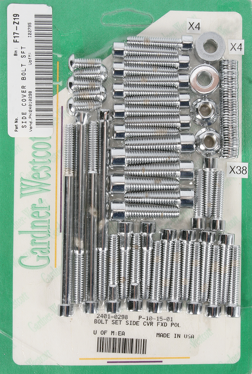 GARDNER-WESTCOTT Bolt Kit - Side Cover - Socket-Head - Chrome P-10-15-01