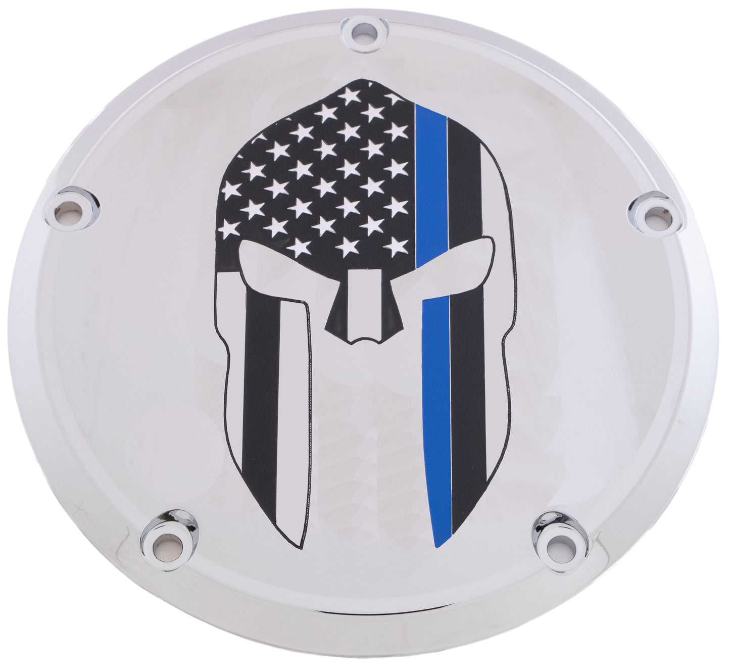 7   M8 Flt/Flh Derby Cover Sparta Blue Line Chrome