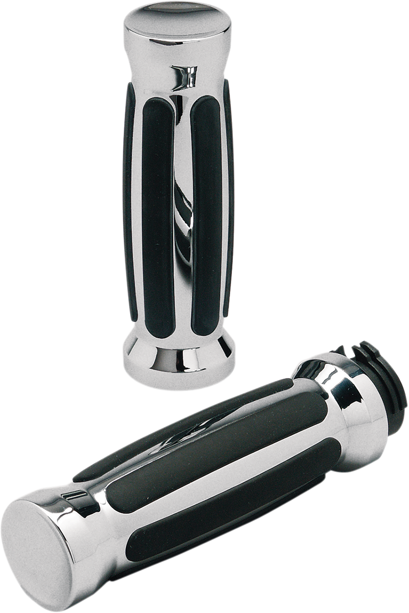 PRO-ONE PERF.MFG. Custom Straight Rubber Grips - Chrome 802430