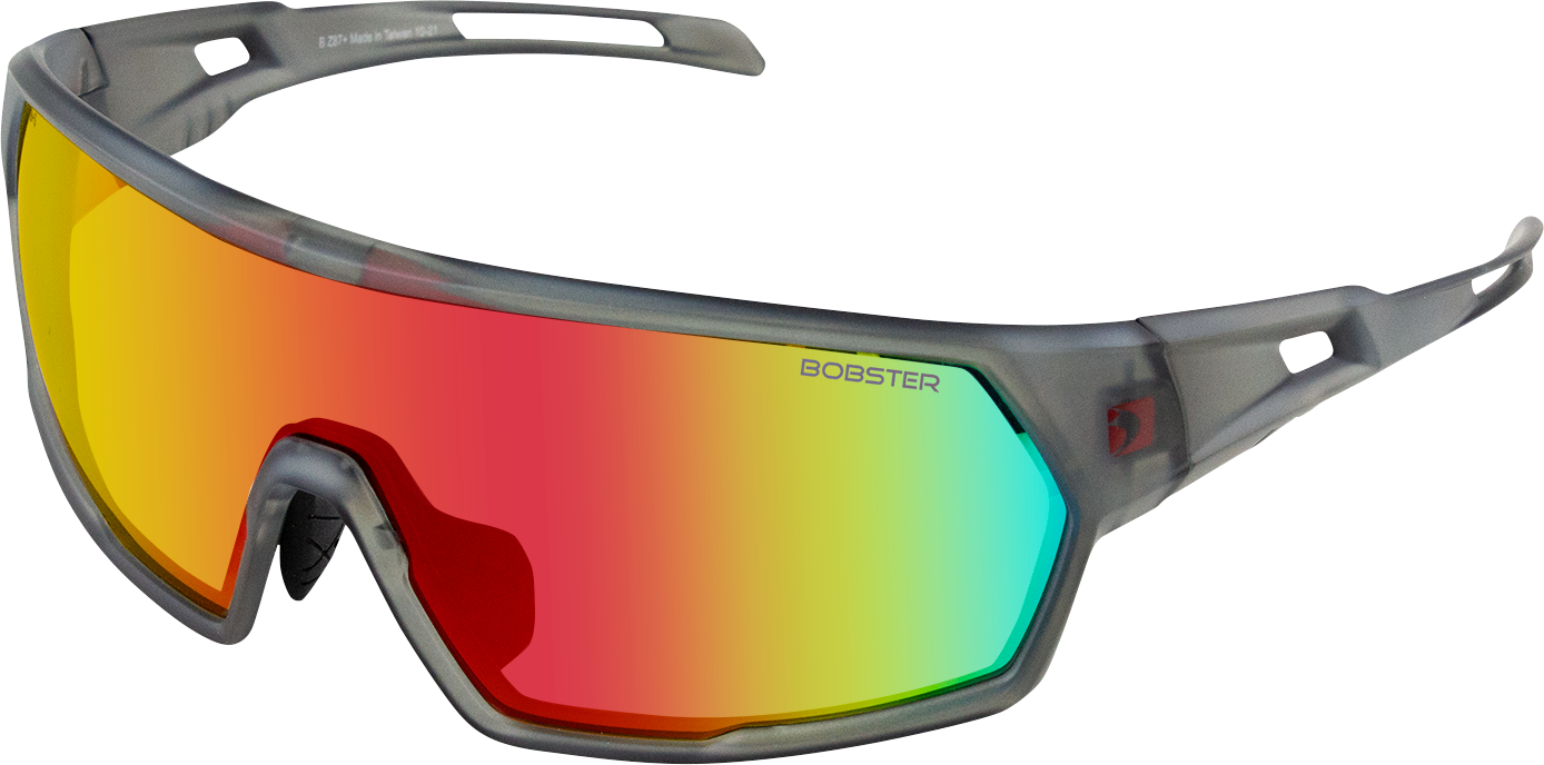 BOBSTER Speed Sunglasses - Matte Clear Gray - Smoke Crimson Mirror Lens BSPE01