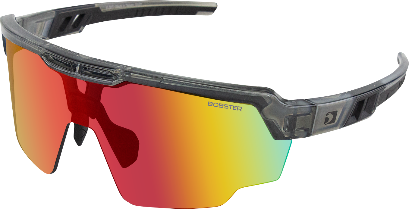 BOBSTER Wheelie Sunglasses - Gloss Clear Gray - Smoke Black Red Revo Mirror Lens BWHE01