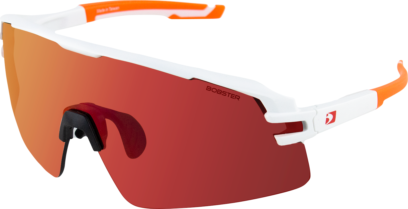 BOBSTER Flash Sunglasses - Matte White/Orange - Smoke Black Red Revo Lens BFLA01