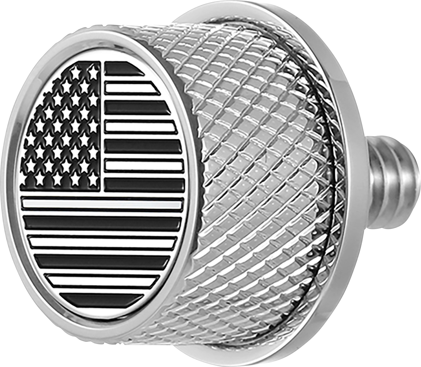 FIGURATI DESIGNS Seat Mounting Knob - Stainles Steel - Black/White American Flag - Contrast Cut FD26-SEAT KN-SS