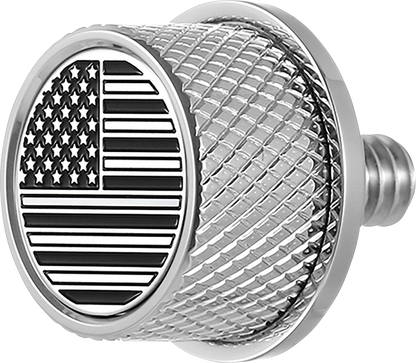 FIGURATI DESIGNS Seat Mounting Knob - Stainles Steel - Black/White American Flag - Contrast Cut FD26-SEAT KN-SS