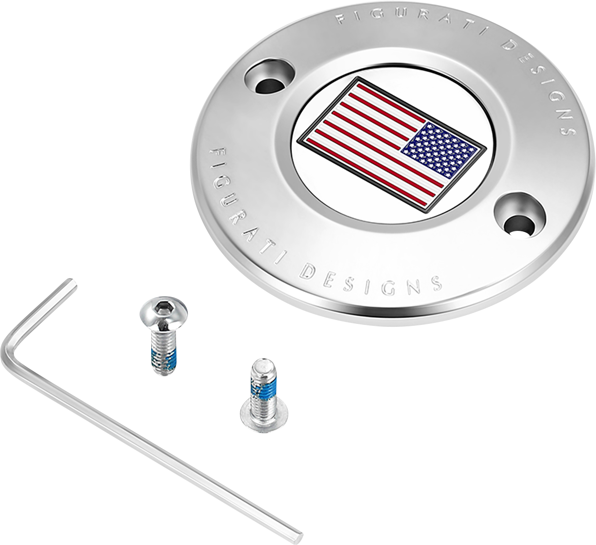 FIGURATI DESIGNS Timing Cover - 2 Hole - American Flag - Reversed - Stainless Steel FD20-TC-2H-SS
