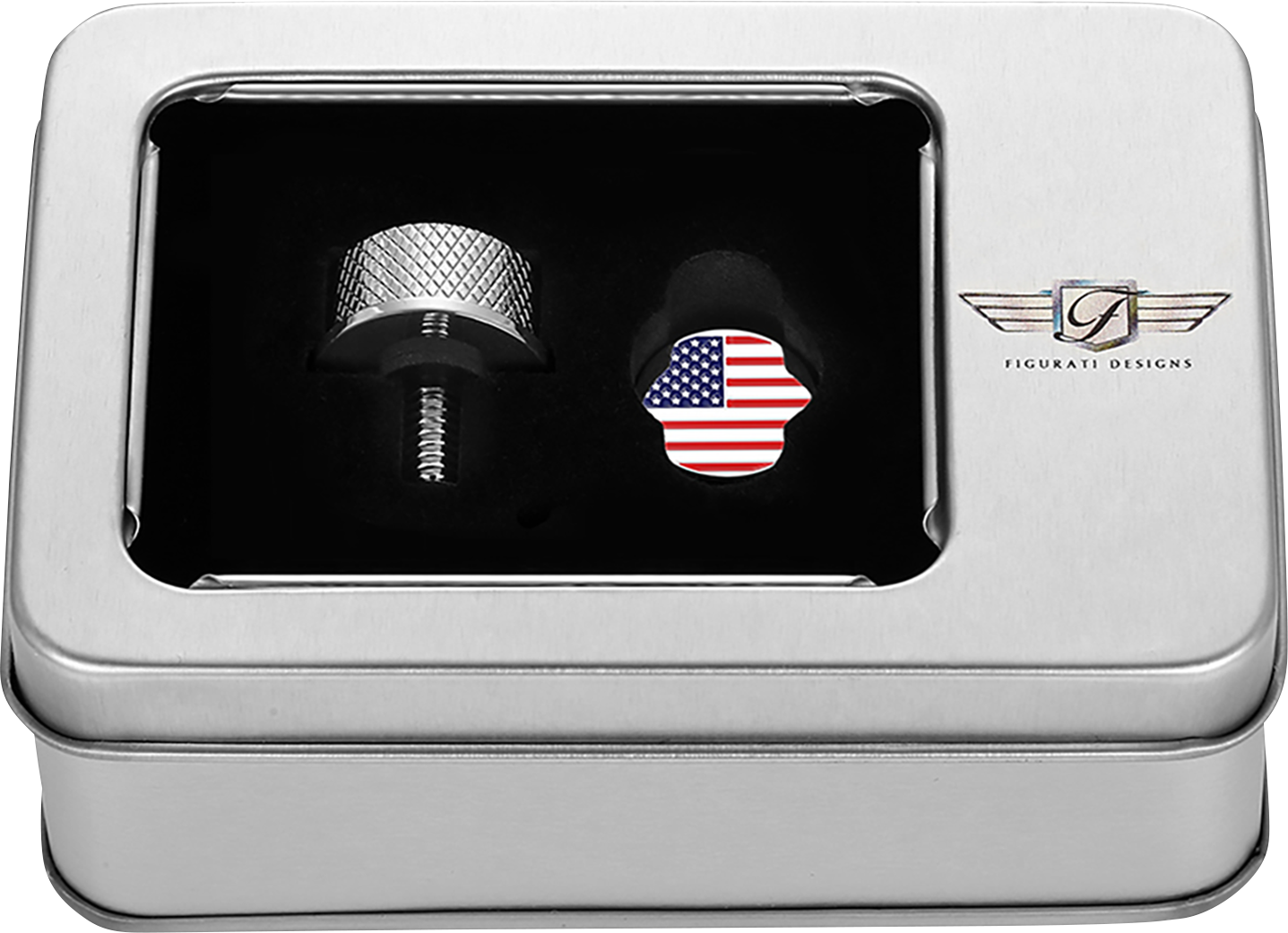 FIGURATI DESIGNS Seat Mounting Knob - Stainless Steel - American Flag FD20-SEAT KN-SS