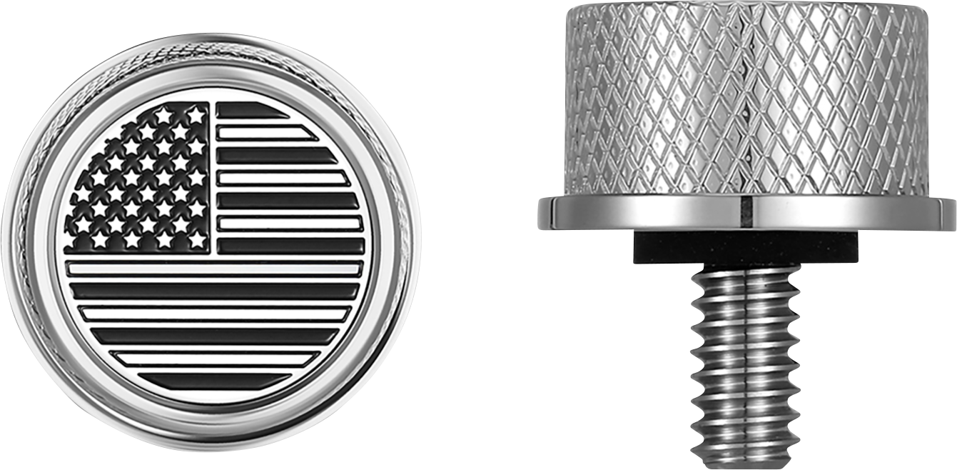 FIGURATI DESIGNS Seat Mounting Knob - Stainles Steel - Black/White American Flag - Contrast Cut FD26-SEAT KN-SS