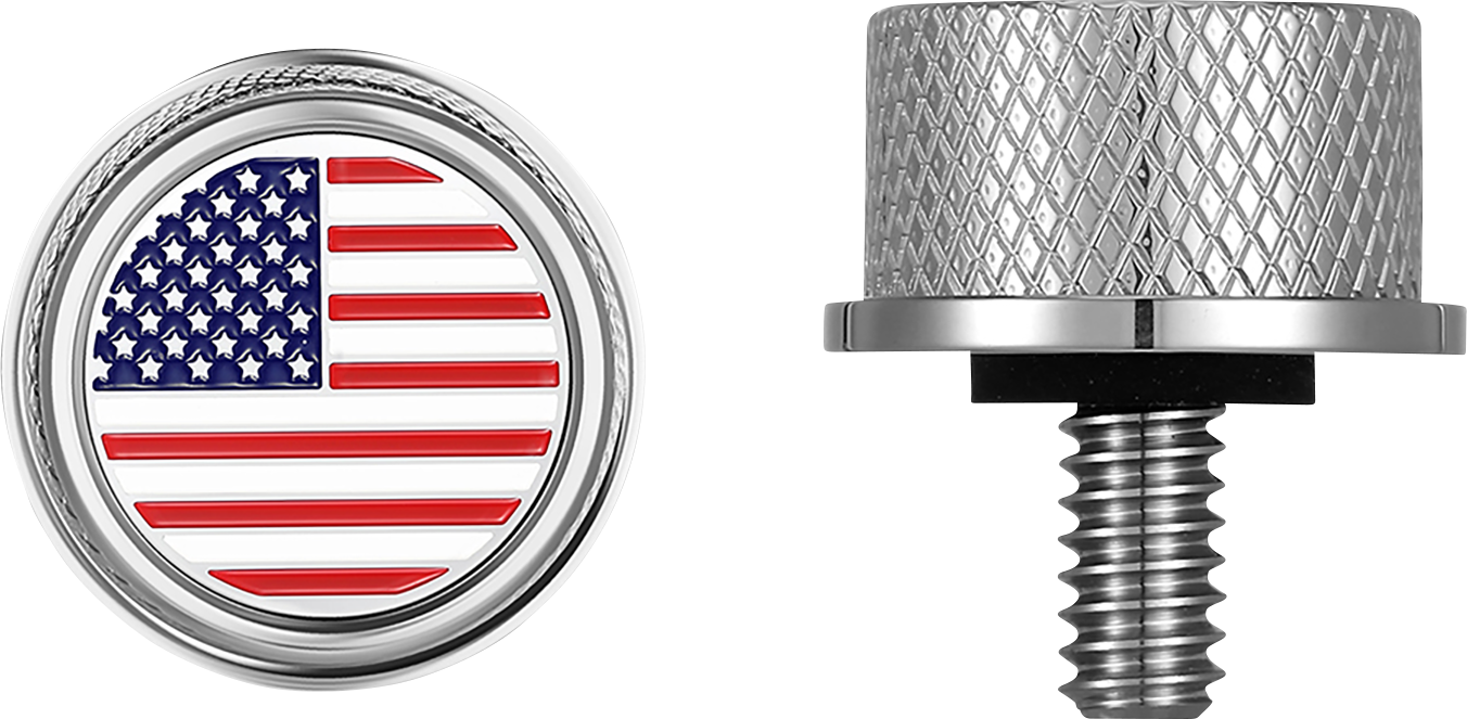 FIGURATI DESIGNS Seat Mounting Knob - Stainless Steel - American Flag FD20-SEAT KN-SS