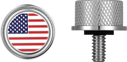 FIGURATI DESIGNS Seat Mounting Knob - Stainless Steel - American Flag FD20-SEAT KN-SS