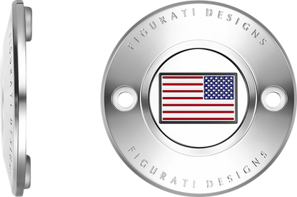FIGURATI DESIGNS Timing Cover - 2 Hole - American Flag - Reversed - Stainless Steel FD20-TC-2H-SS