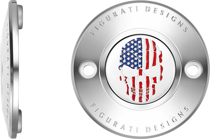 FIGURATI DESIGNS Timing Cover - 2 Hole - Skull - Stainless Steel FD24-TC-2H-SS