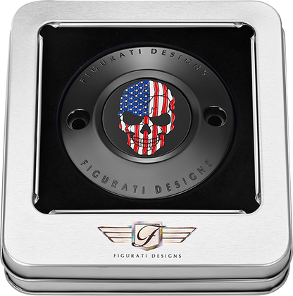 FIGURATI DESIGNS Timing Cover - 2 Hole - Skull - Black FD25-TC-2H-BLK