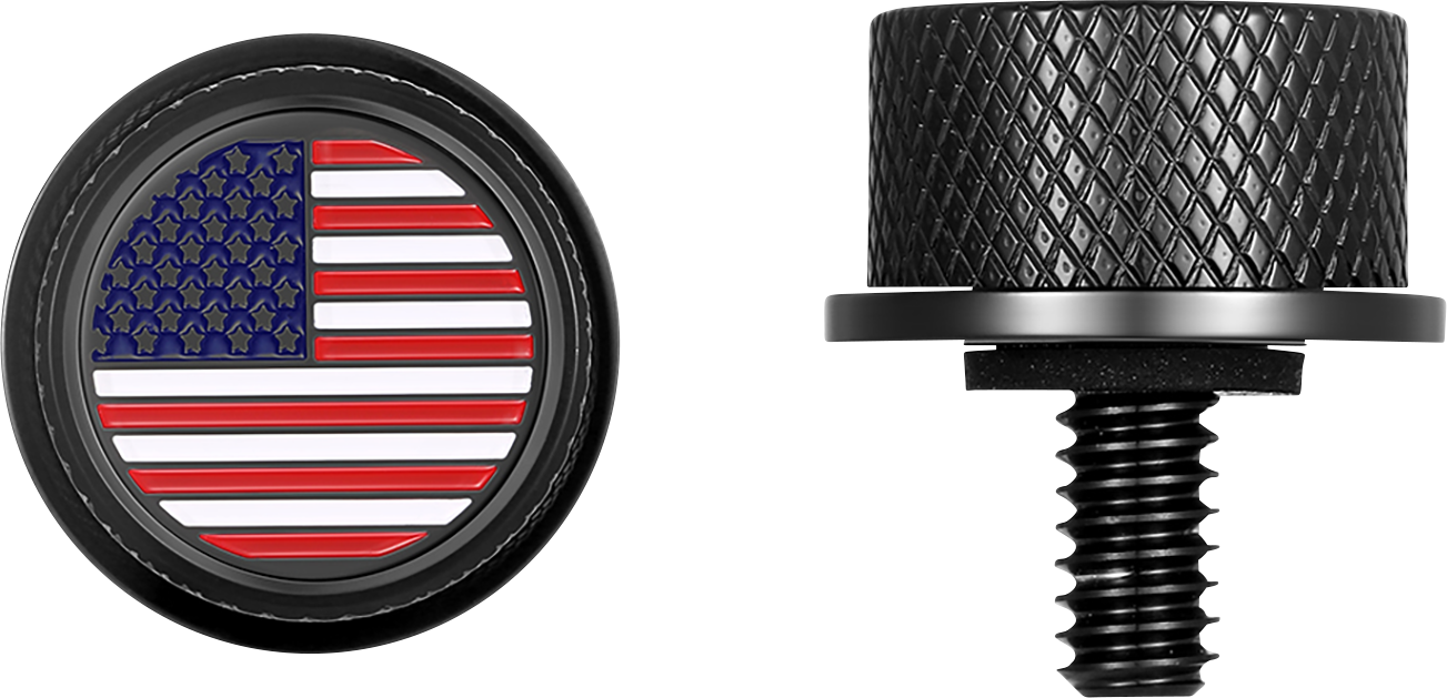 FIGURATI DESIGNS Seat Mounting Knob - Black - American Flag FD20-SEAT KN-BK