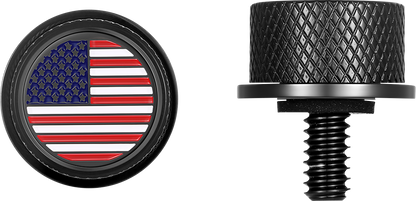 FIGURATI DESIGNS Seat Mounting Knob - Black - American Flag FD20-SEAT KN-BK