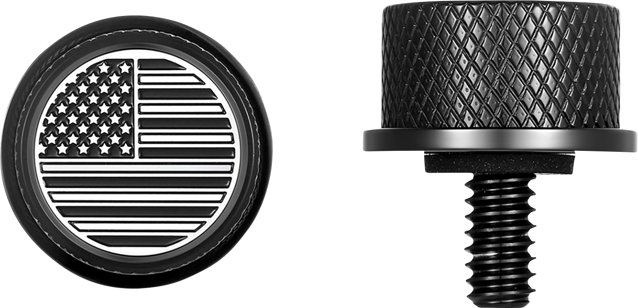 FIGURATI DESIGNS Seat Mounting Knob - Black - Black/White American Flag - Contrast Cut FD26-SEAT KN-BK
