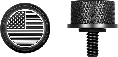 FIGURATI DESIGNS Seat Mounting Knob - Black - Black/White American Flag - Contrast Cut FD26-SEAT KN-BK