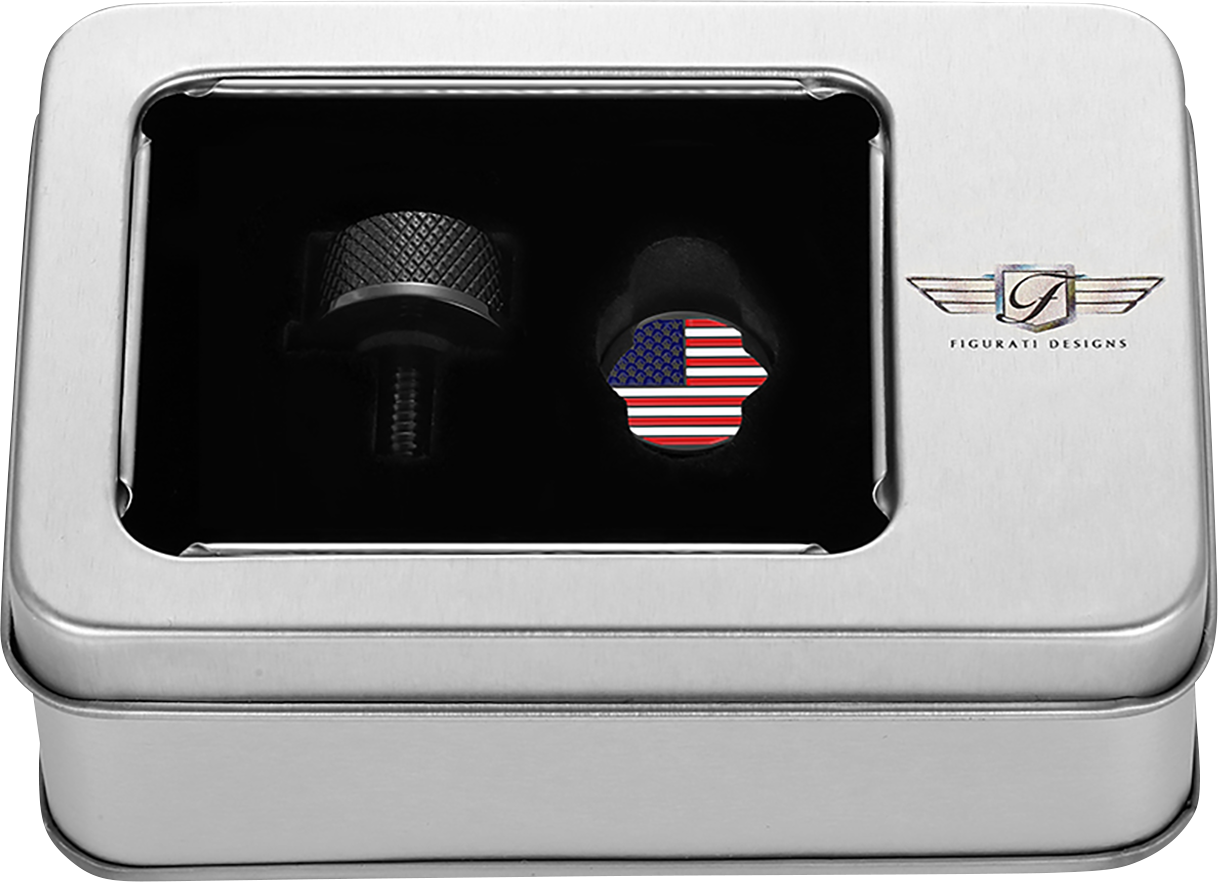 FIGURATI DESIGNS Seat Mounting Knob - Black - American Flag FD20-SEAT KN-BK