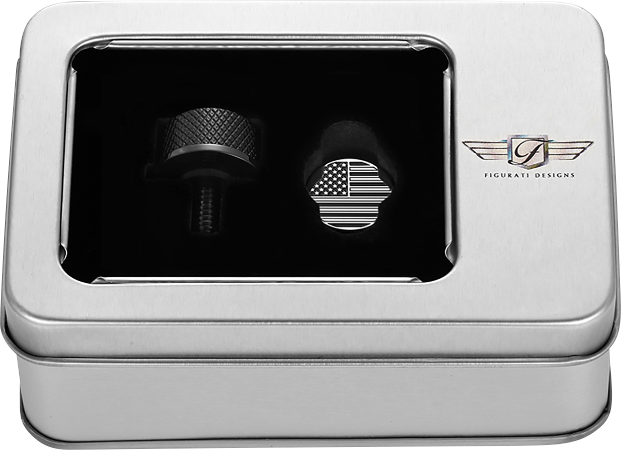 FIGURATI DESIGNS Seat Mounting Knob - Black - Black/White American Flag - Contrast Cut FD26-SEAT KN-BK