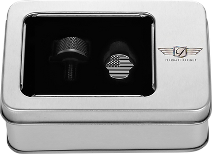 FIGURATI DESIGNS Seat Mounting Knob - Black - Black/White American Flag - Contrast Cut FD26-SEAT KN-BK