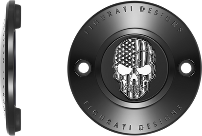 FIGURATI DESIGNS Timing Cover - 2 Hole - Skull - Contrast Cut - Black FD28-TC-2H-BLK