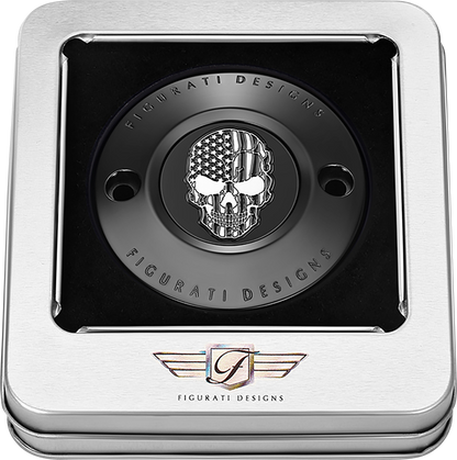 FIGURATI DESIGNS Timing Cover - 2 Hole - Skull - Contrast Cut - Black FD28-TC-2H-BLK