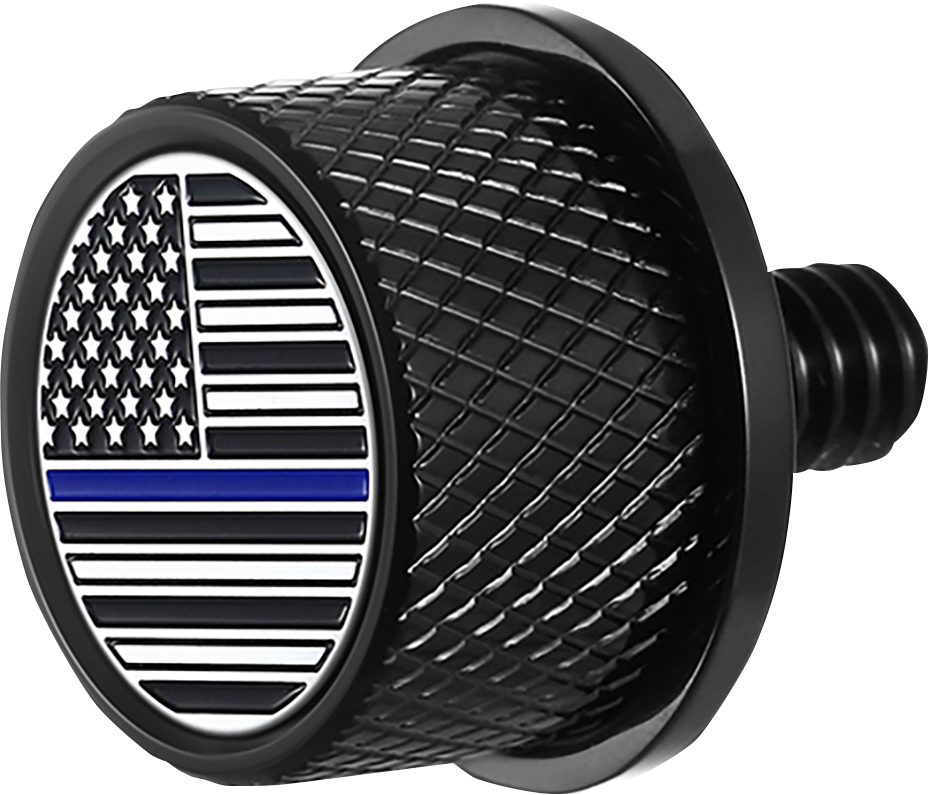 FIGURATI DESIGNS Seat Mounting Knob - Black - Blue Line American Flag FD71-SEAT KN-BK
