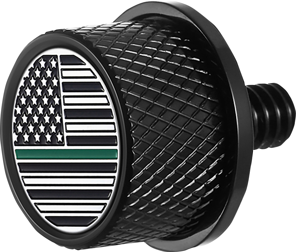 FIGURATI DESIGNS Seat Mounting Knob - Black - Green Line American Flag FD72-SEAT KN-BK