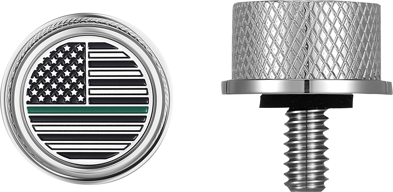 FIGURATI DESIGNS Seat Mounting Knob - Stainless Steel - Green Line American Flag FD72-SEAT KN-SS