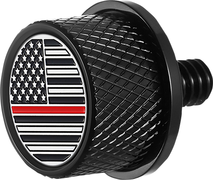 FIGURATI DESIGNS Seat Mounting Knob - Black - Red Line American Flag FD73-SEAT KN-BK