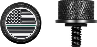 FIGURATI DESIGNS Seat Mounting Knob - Black - Green Line American Flag FD72-SEAT KN-BK