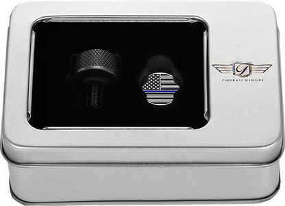 FIGURATI DESIGNS Seat Mounting Knob - Black - Blue Line American Flag FD71-SEAT KN-BK
