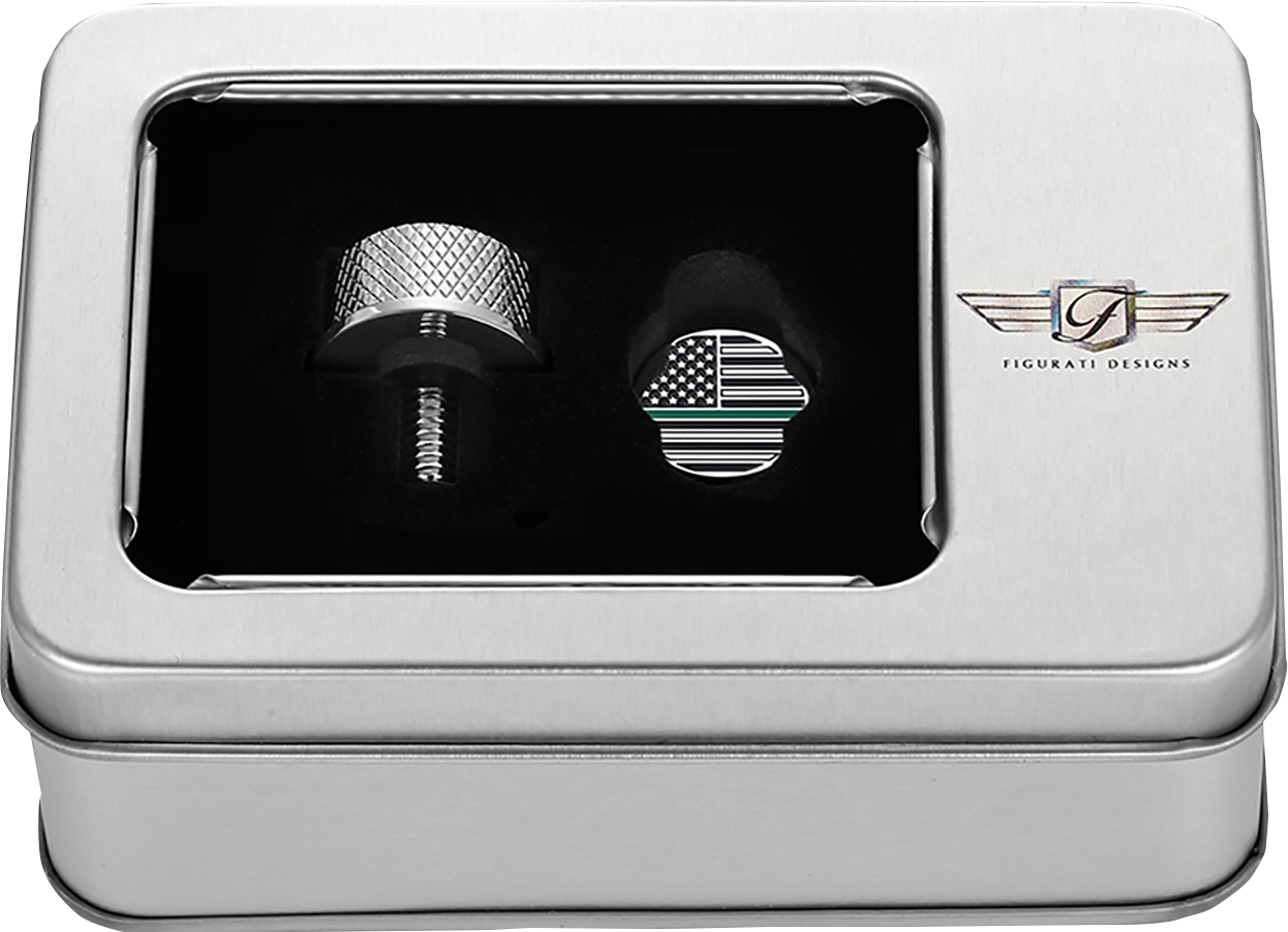 FIGURATI DESIGNS Seat Mounting Knob - Stainless Steel - Green Line American Flag FD72-SEAT KN-SS
