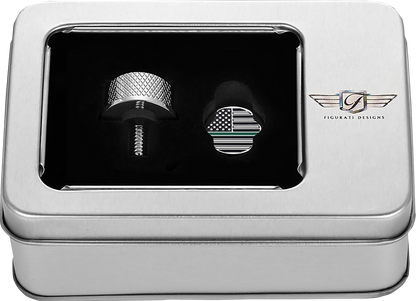 FIGURATI DESIGNS Seat Mounting Knob - Stainless Steel - Green Line American Flag FD72-SEAT KN-SS