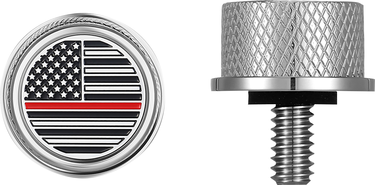 FIGURATI DESIGNS Seat Mounting Knob - Stainless Steel - Red Line American Flag FD73-SEAT KN-SS
