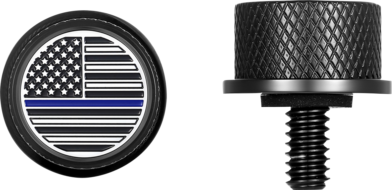 FIGURATI DESIGNS Seat Mounting Knob - Black - Blue Line American Flag FD71-SEAT KN-BK