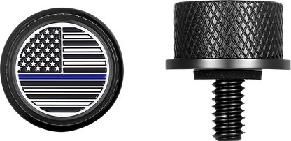 FIGURATI DESIGNS Seat Mounting Knob - Black - Blue Line American Flag FD71-SEAT KN-BK