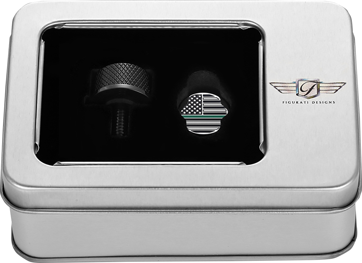 FIGURATI DESIGNS Seat Mounting Knob - Black - Green Line American Flag FD72-SEAT KN-BK
