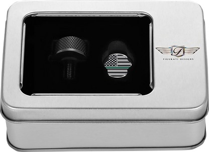 FIGURATI DESIGNS Seat Mounting Knob - Black - Green Line American Flag FD72-SEAT KN-BK