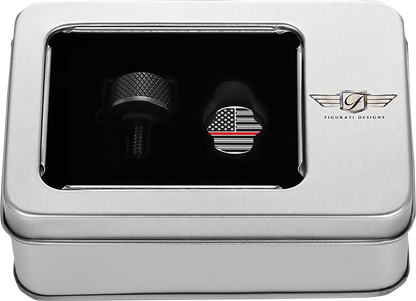 FIGURATI DESIGNS Seat Mounting Knob - Black - Red Line American Flag FD73-SEAT KN-BK