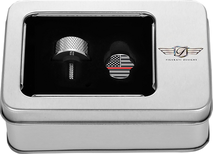 FIGURATI DESIGNS Seat Mounting Knob - Stainless Steel - Red Line American Flag FD73-SEAT KN-SS