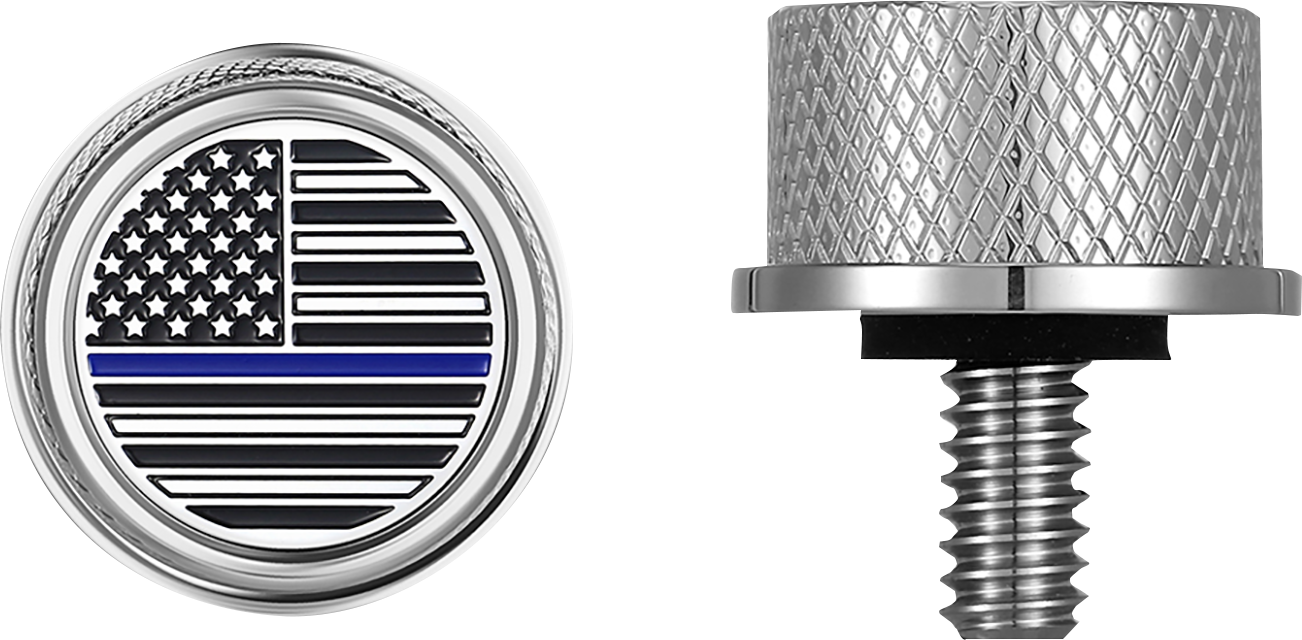 FIGURATI DESIGNS Seat Mounting Knob - Stainless Steel - Blue Line American Flag FD70-SEAT KN-SS