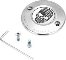FIGURATI DESIGNS Timing Cover - 2 Hole - Skull - Contrast Cut - Stainless Steel FD27-TC-2H-SS