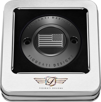 FIGURATI DESIGNS Timing Cover - 2 Hole - American Flag - Contrast Cut - Black FD26R-TC-2H-BLK