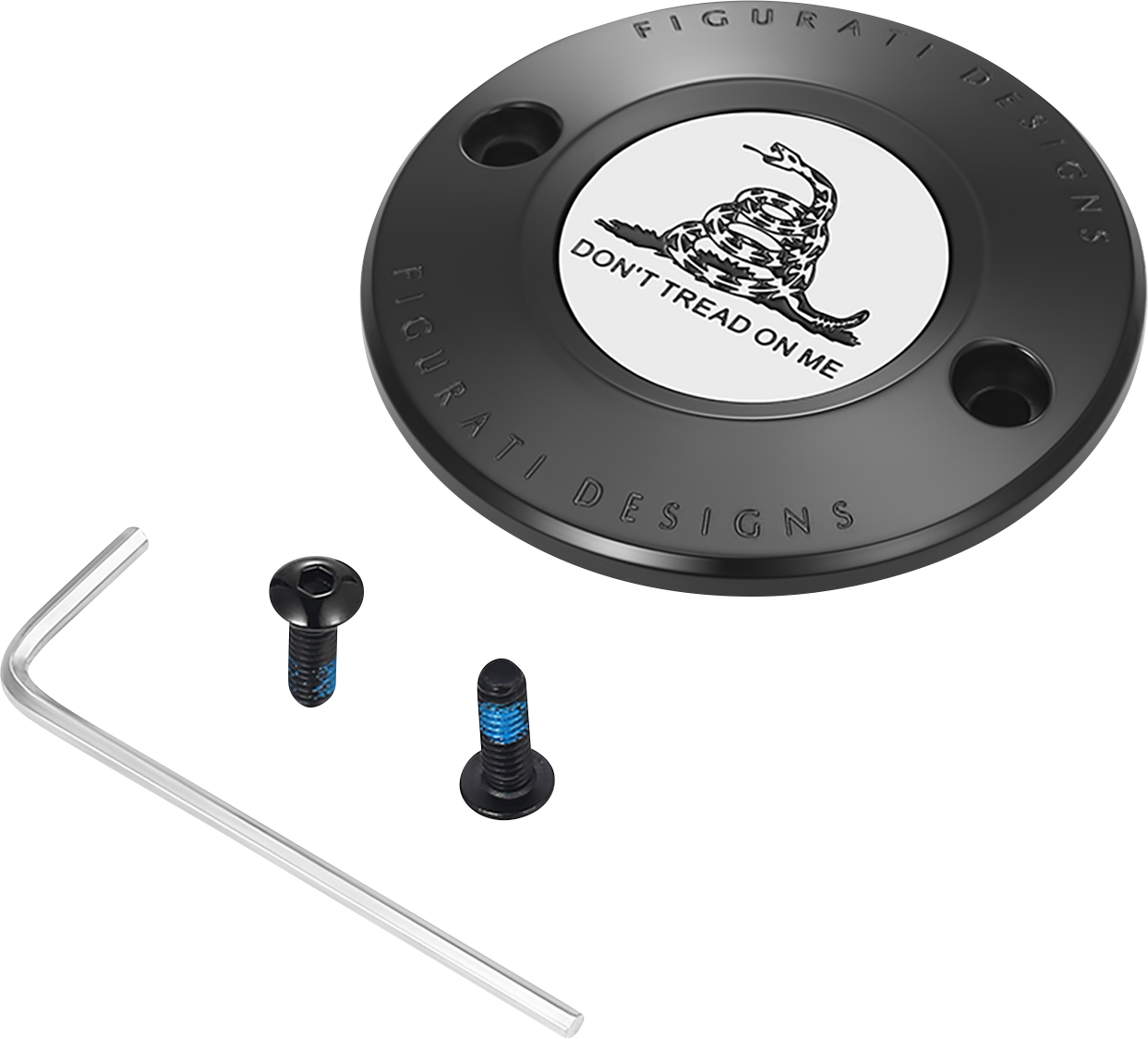 FIGURATI DESIGNS Timing Cover - 2 Hole - Don't Tread on Me - Black FD40-TC-2H-BLK