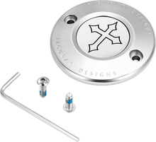 FIGURATI DESIGNS Timing Cover - 2 Hole - Cross - Stainless Steel FD41-TC-2H-SS